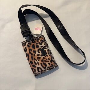 Victoria’s Secret Pink Keychain Mesh Pocket Lanyard Wallet Leopard Print